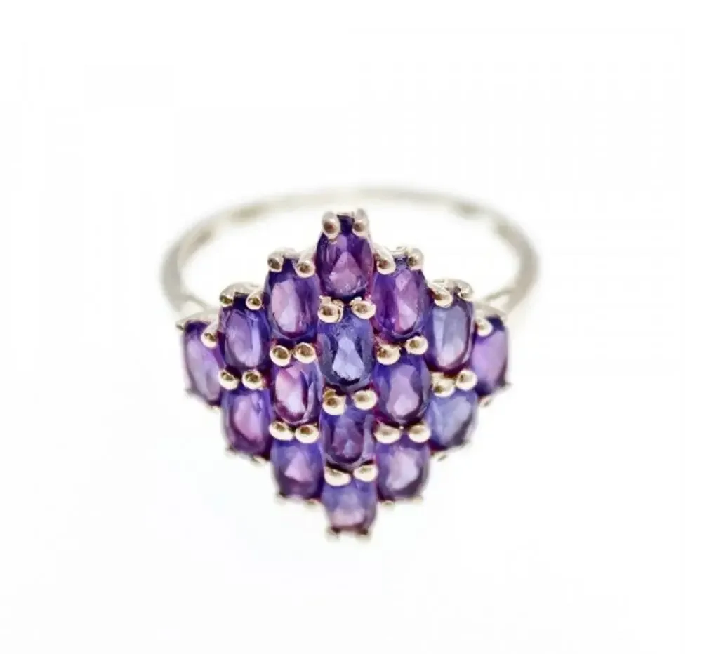 925 Sterling Silver Purple Tourmaline Ring Size 9.5